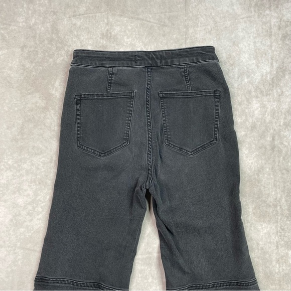 Free People Jeans 26 Black Youthquake Flare Bell Bottom High Crop Stretch Pant - Picture 5 of 16